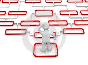 Man and complicated diagram