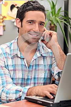 Man with computer photo