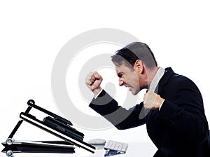 Man computing computer conflict bug concept