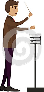 Man conductor vector icon isolated on white