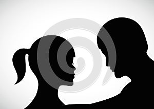 Man consoles woman sad couple silhouette