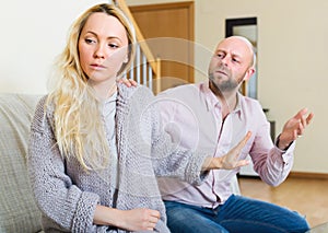 Man consoling the depressed woman photo