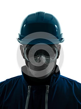 Man construction protective workwear silhouette portrait