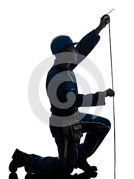 Man construction worker Tape Measure silhouette