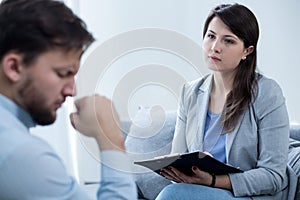 Man on consultation with psychologist