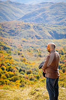 Man Contemplating the Spectacular Mountain View from Sacred Outlook Point