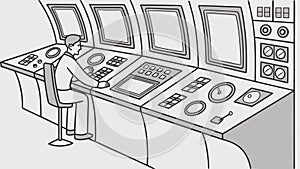 Man at Control Console Industrial Operations, vector design Generative AI