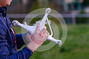 Man controls drones