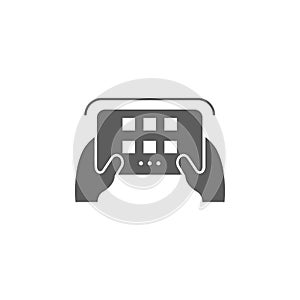 Man controls the radio remote control icon. Elements of a controlled aircraft icon. Premium quality graphic design. Signs, outline