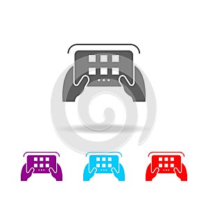 man controls the radio remote control icons. Elements of new technology in multi colored icons. Premium quality graphic design ic