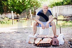 Man cooking BBQ