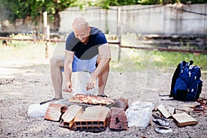 Man cooking bbq