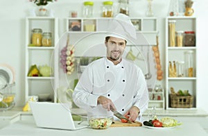 Man cooking in kitchen