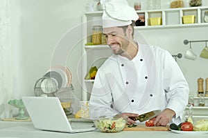 Man cooking in kitchen