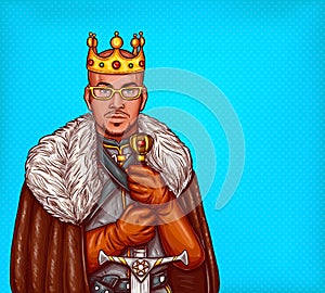 Man in costume of king of the north pop art