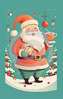 santa man mug claus christmas holiday home cute merry domicile male. Generative AI. photo