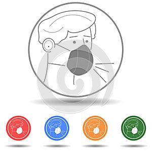 Man Coughing with face mask vector icon