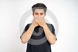 man cover his nose and feeling disgusted by the smell