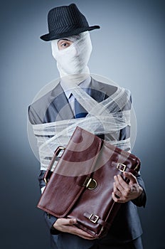 Man covered in medical bandages