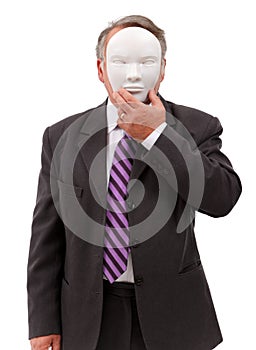 Man covering his face with mask