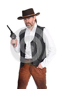 Man in cowboy hat with gun