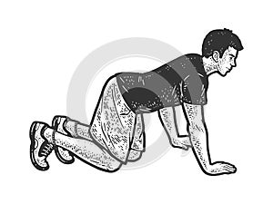 man crawling on all fours sketch vector