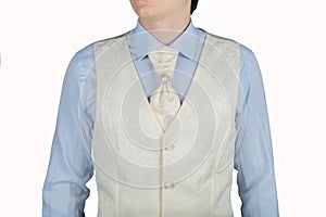 For man cream white vest with jacquard pattern photo