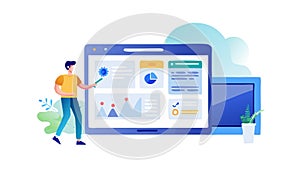 Man Creating UI Design, Web Development and User Interface, UX, vector design Generative AI