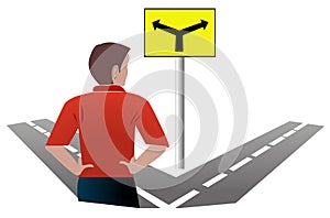 Man at a crossroads