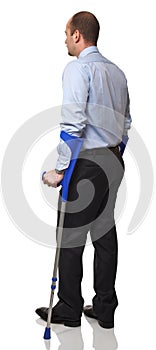 Man with crutch photo