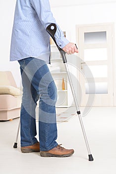 Man with crutches