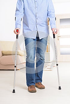 Man with crutches