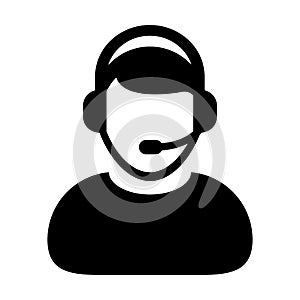 Man Customer Care Service and Support Icon Vector Flat Color Pictogram illustration