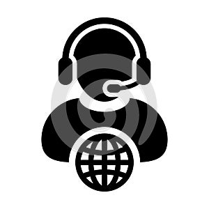 Man customer service icon vector person profiel symbol with headset for internet network online support