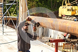 Man cuts flex steel products