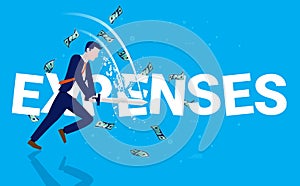 Man cutting expenses vector illustration