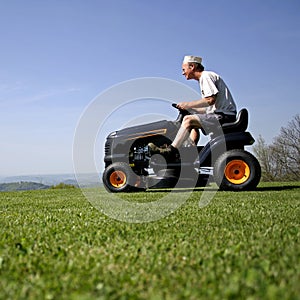 Man cutting lawn