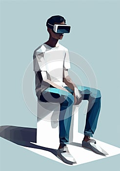 man cyber goggles visual futuristic gadget headset technology glasses digital vr. Generative AI.