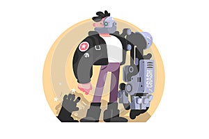Man in cyborg costume