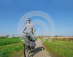 Man cycling in the countryside