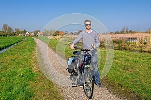 Man cycling in the countryside