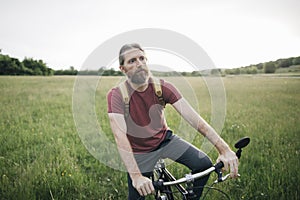 Man cycling in nature