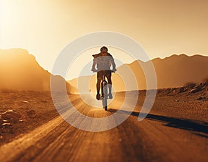 Man Cycling Through Scenic Countryside on Rustic Dirt Path
