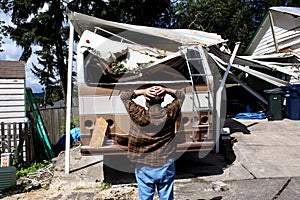 Man and damaged rv