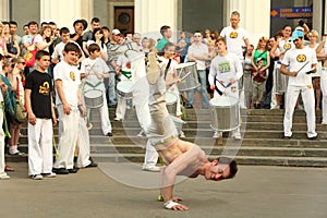 Man dance on real capoeira performance