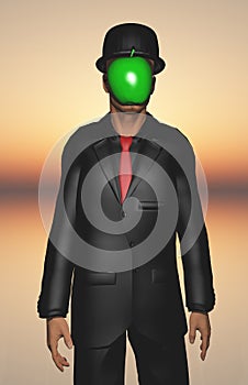 Man in dark suit hidden face