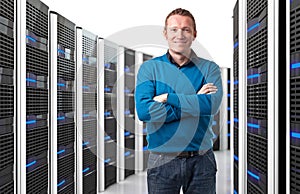 Man in datacenter