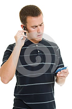 Man with a debit card