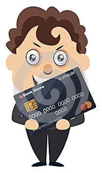 Man with debit card, illustration, vector