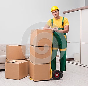 Man delivering boxes during house move